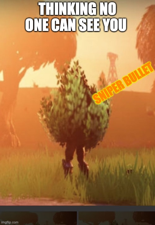 Fortnite bush | THINKING NO ONE CAN SEE YOU; SNIPER BULLET | image tagged in fortnite bush | made w/ Imgflip meme maker