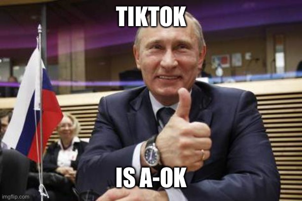 TIKTOK IS A-OK | image tagged in putin thumbs up | made w/ Imgflip meme maker
