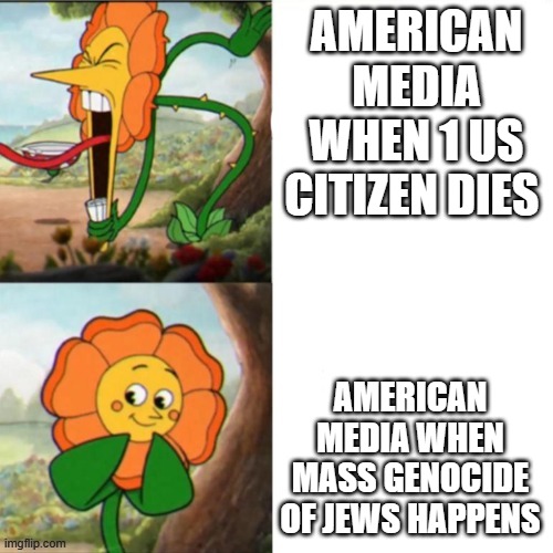 Sunflower | AMERICAN MEDIA WHEN 1 US CITIZEN DIES; AMERICAN MEDIA WHEN MASS GENOCIDE OF JEWS HAPPENS | image tagged in sunflower | made w/ Imgflip meme maker