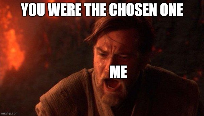 You Were The Chosen One (Star Wars) Meme | YOU WERE THE CHOSEN ONE ME | image tagged in memes,you were the chosen one star wars | made w/ Imgflip meme maker