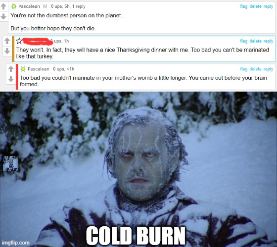 COLD BURN | image tagged in cold | made w/ Imgflip meme maker