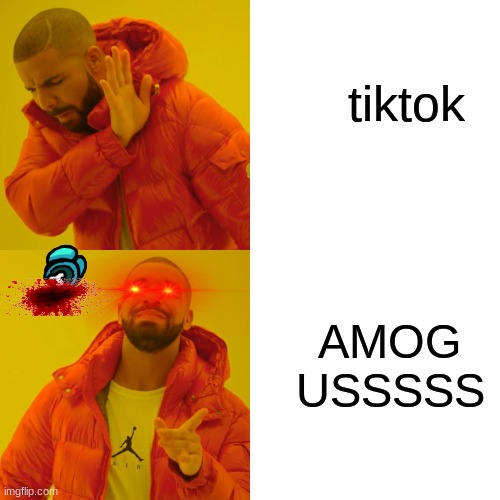 AMOG USSSSS tiktok | image tagged in memes,drake hotline bling | made w/ Imgflip meme maker