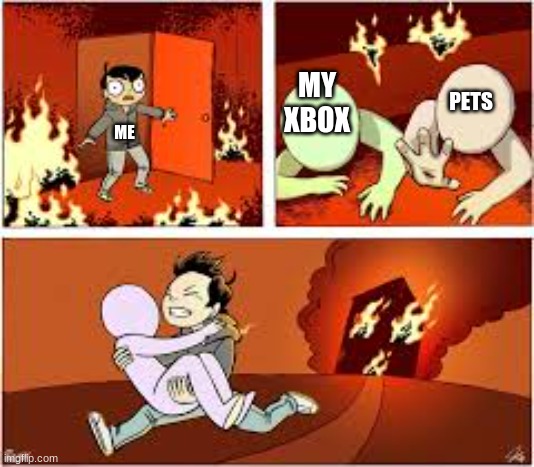 xbox or pets | MY XBOX; PETS; ME | image tagged in xbox or pets | made w/ Imgflip meme maker