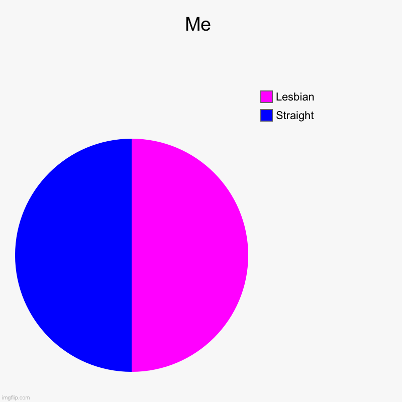 Me | Straight, Lesbian | image tagged in charts,pie charts,lesbian,straight,bisexual | made w/ Imgflip chart maker