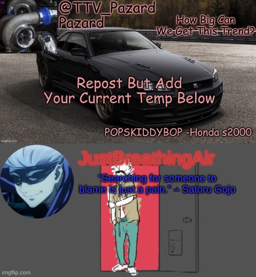 Gojo Satoru temp | image tagged in gojo satoru temp | made w/ Imgflip meme maker