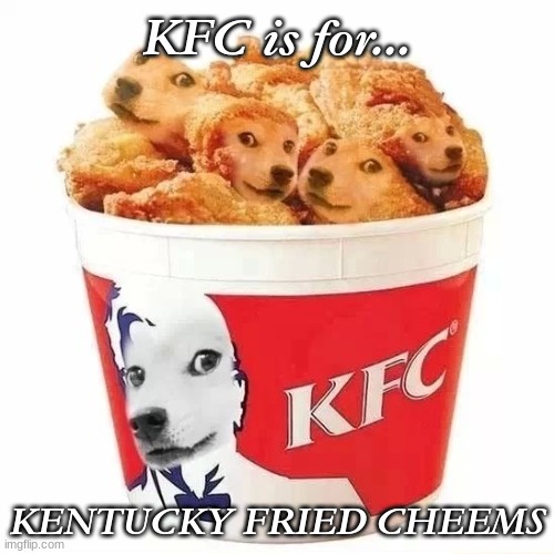 Doge | KFC is for... KENTUCKY FRIED CHEEMS | image tagged in doge | made w/ Imgflip meme maker