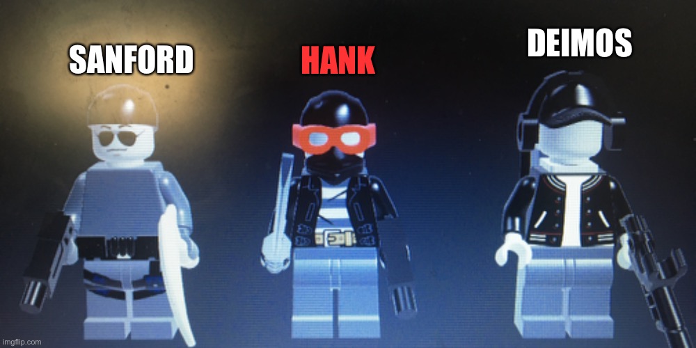 Madness combat characters in lego | DEIMOS; SANFORD; HANK | made w/ Imgflip meme maker