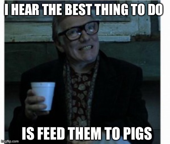 I HEAR THE BEST THING TO DO; IS FEED THEM TO PIGS | image tagged in bloodborne | made w/ Imgflip meme maker