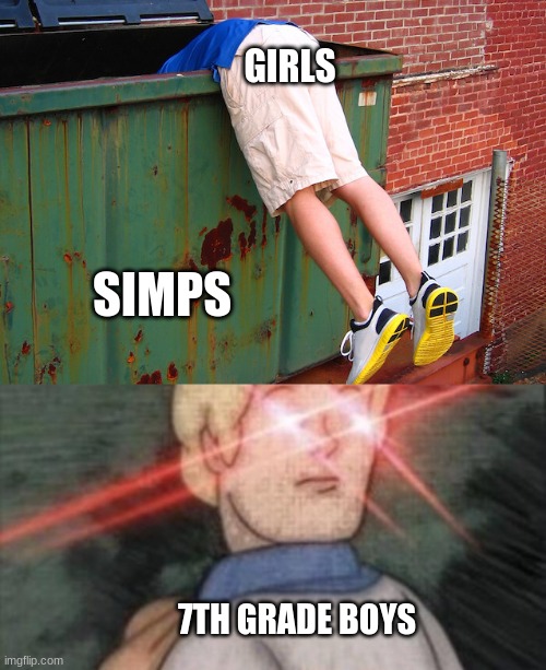 BEGONE,THOT with a side of Fax in a Dumpster | GIRLS; SIMPS; 7TH GRADE BOYS | image tagged in dumpster dive,begone thot,fun | made w/ Imgflip meme maker