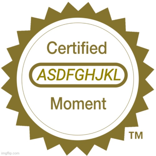 Certified Moment | ASDFGHJKL | image tagged in certified moment | made w/ Imgflip meme maker