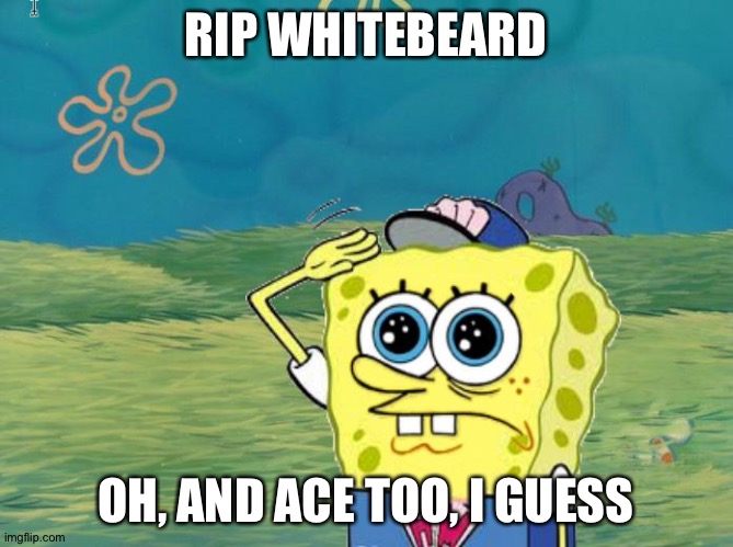 Spongebob salute | RIP WHITEBEARD OH, AND ACE TOO, I GUESS | image tagged in spongebob salute | made w/ Imgflip meme maker