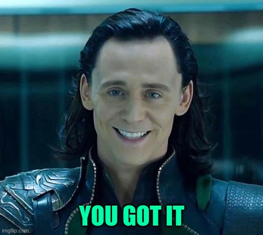 Loki | YOU GOT IT | image tagged in loki | made w/ Imgflip meme maker