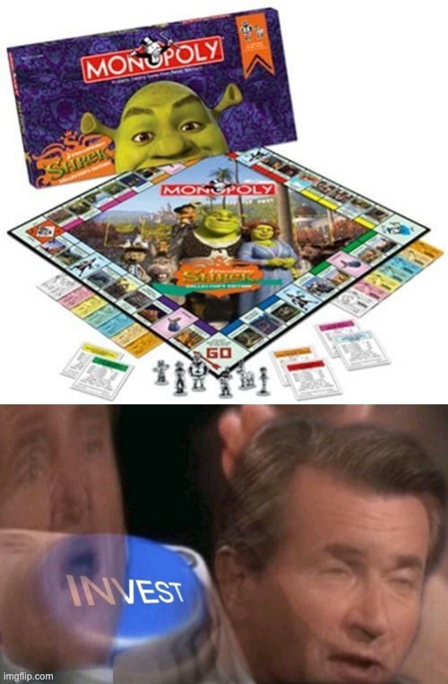 I came across this when i google searched monopoly boi | image tagged in invest,shrek,memes | made w/ Imgflip meme maker