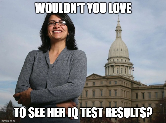 Tell Me How Bright Liberals Are Again (part 11) | WOULDN'T YOU LOVE; TO SEE HER IQ TEST RESULTS? | image tagged in democrat,liberal,dimwit,traitor,anti-american,woke | made w/ Imgflip meme maker