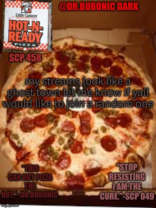 Dr.Bubonics Scp 458 temp | my streams look like a ghost town let me know if yall would like to join a random one | image tagged in dr bubonics scp 458 temp | made w/ Imgflip meme maker