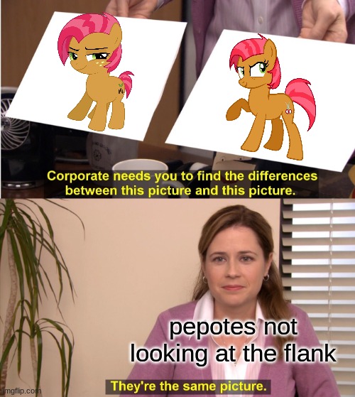 They're The Same Picture Meme | pepotes not looking at the flank | image tagged in memes,they're the same picture | made w/ Imgflip meme maker