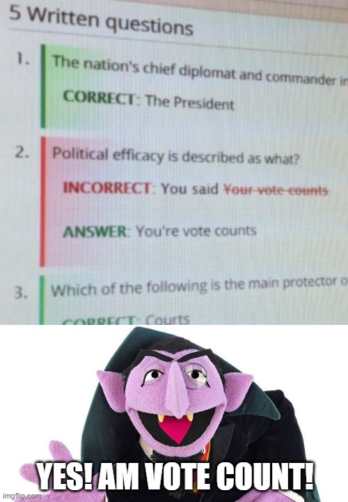 You're vote counts. | YES! AM VOTE COUNT! | image tagged in vote,the count | made w/ Imgflip meme maker