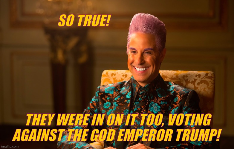 Caesar Fl | SO TRUE! THEY WERE IN ON IT TOO, VOTING AGAINST THE GOD EMPEROR TRUMP! | image tagged in caesar fl | made w/ Imgflip meme maker