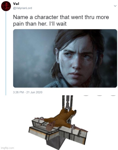 image tagged in name one character who went through more pain than her | made w/ Imgflip meme maker