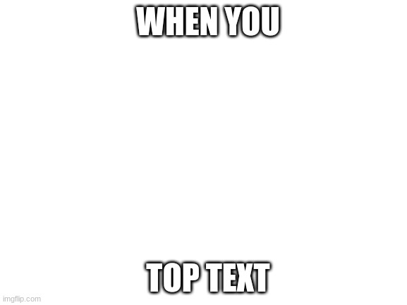 Blank White Template | WHEN YOU; TOP TEXT | image tagged in blank white template | made w/ Imgflip meme maker