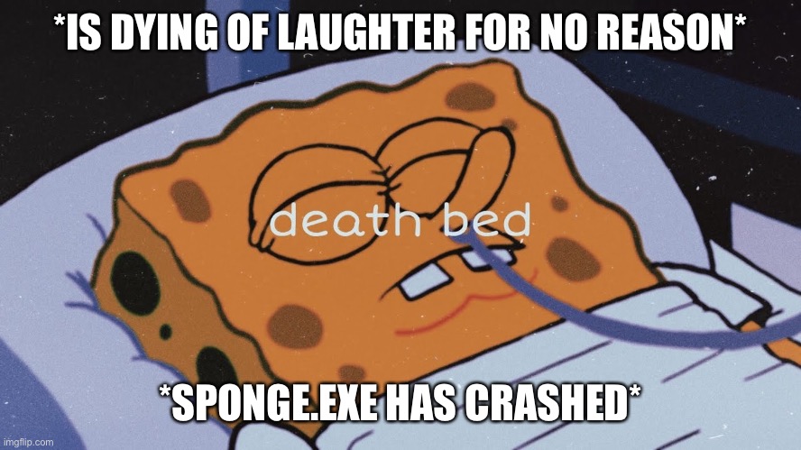 *IS DYING OF LAUGHTER FOR NO REASON*; *SPONGE.EXE HAS CRASHED* | made w/ Imgflip meme maker
