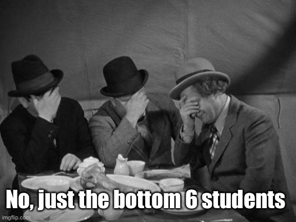 Stooges Facepalm | No, just the bottom 6 students | image tagged in stooges facepalm | made w/ Imgflip meme maker
