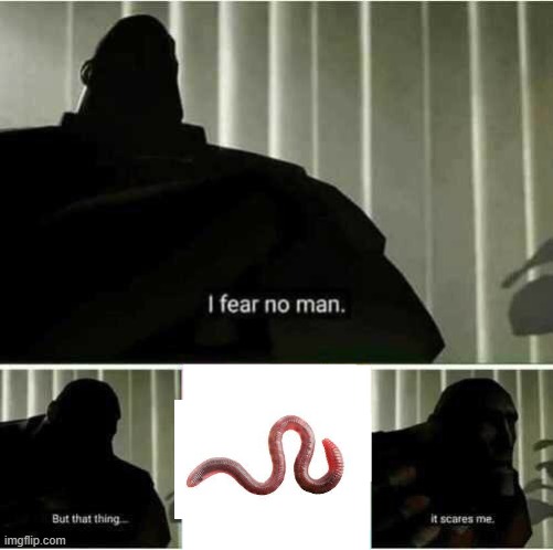 I hate worms! | image tagged in i fear no man | made w/ Imgflip meme maker