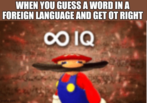 Sideways 8 iq | WHEN YOU GUESS A WORD IN A FOREIGN LANGUAGE AND GET OT RIGHT | image tagged in infinite iq | made w/ Imgflip meme maker