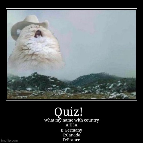 Quiz! of my name country (don't read my name) | image tagged in funny,demotivationals | made w/ Imgflip demotivational maker