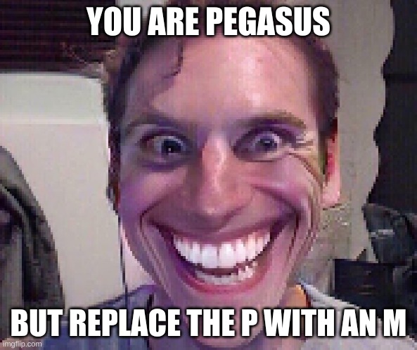 M E G A S U S | YOU ARE PEGASUS; BUT REPLACE THE P WITH AN M | image tagged in when the imposter is sus | made w/ Imgflip meme maker