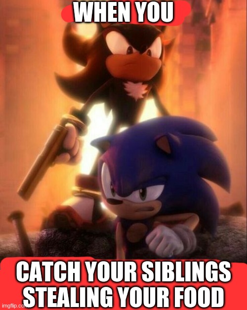 i dont have a good title sry | WHEN YOU; CATCH YOUR SIBLINGS STEALING YOUR FOOD | image tagged in memes,sonic the hedgehog | made w/ Imgflip meme maker