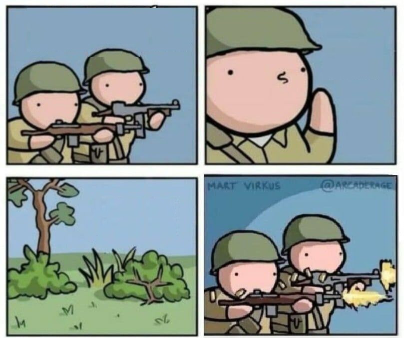 Soldiers hiding Blank Meme Template