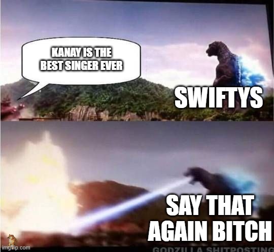 brrrrrr | KANAY IS THE BEST SINGER EVER; SWIFTYS; SAY THAT AGAIN BITCH | image tagged in taylor swift | made w/ Imgflip meme maker