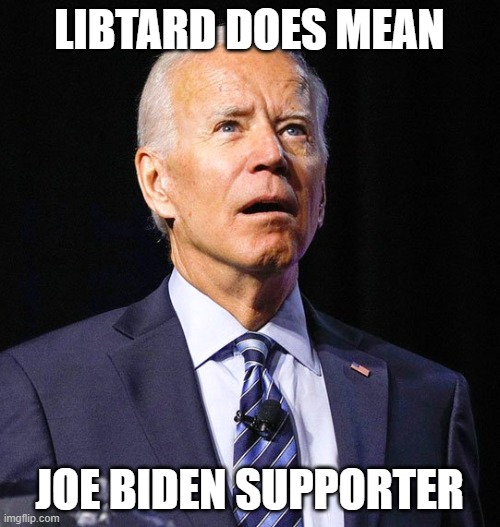 Joe Biden | LIBTARD DOES MEAN JOE BIDEN SUPPORTER | image tagged in joe biden | made w/ Imgflip meme maker