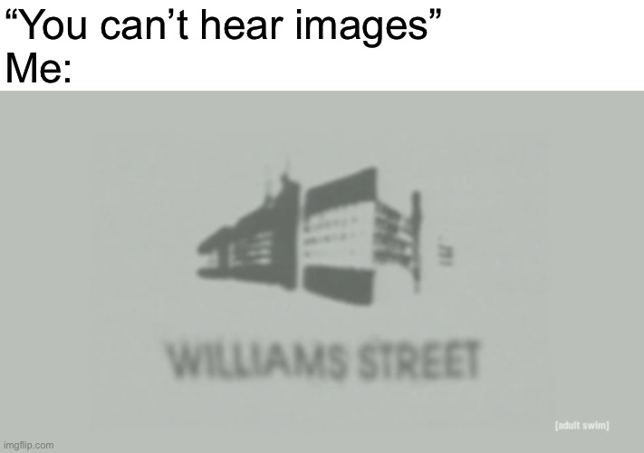 Williams Street | “You can’t hear images”
Me: | image tagged in williams street | made w/ Imgflip meme maker