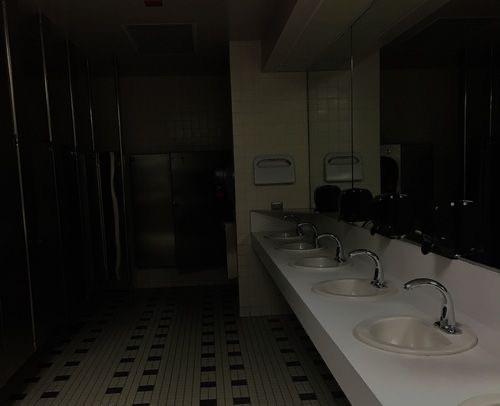 Empty Dark Bathroom Blank Meme Template