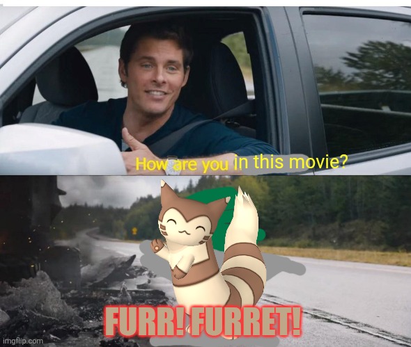 Furret crossover | in this movie? FURR! FURRET! | image tagged in sonic how are you not dead,furret,sonic the hedgehog,pokemon,you cant stop furret | made w/ Imgflip meme maker