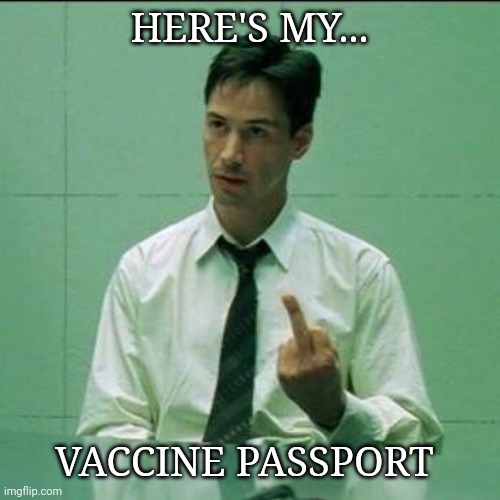 I have two words for anyone that supports a vaccine passport. | HERE'S MY... VACCINE PASSPORT | image tagged in memes | made w/ Imgflip meme maker