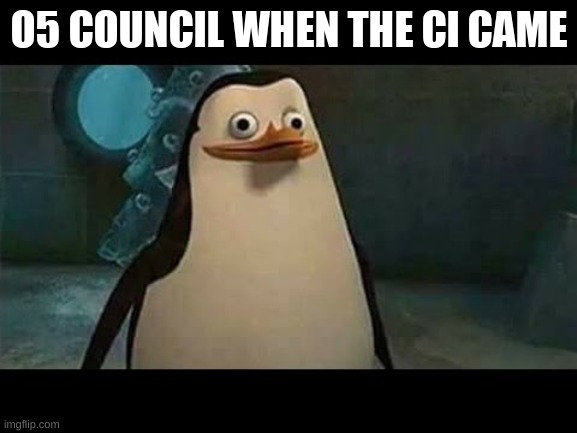 Confused penguin | O5 COUNCIL WHEN THE CI CAME | image tagged in confused penguin | made w/ Imgflip meme maker