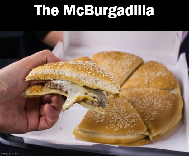 not really a meme but... | The McBurgadilla | image tagged in burger,mcdonalds | made w/ Imgflip meme maker