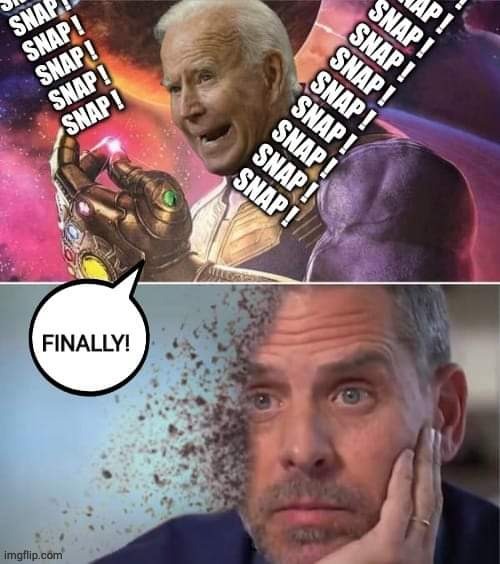 Biden infinity Gauntlet Hunter | image tagged in creepy joe biden | made w/ Imgflip meme maker