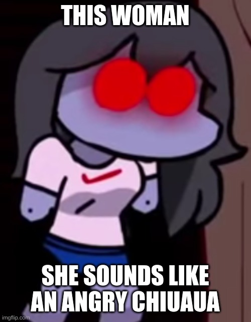 SKY IS DOGGO CONFIRMED | THIS WOMAN; SHE SOUNDS LIKE AN ANGRY CHIUAUA | image tagged in mad sky | made w/ Imgflip meme maker