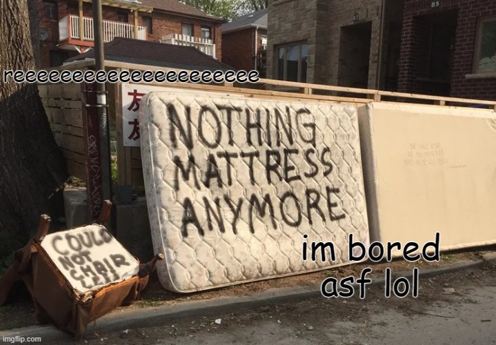 nothing mattress anymore | reeeeeeeeeeeeeeeeeeeee; im bored asf lol | image tagged in nothing mattress anymore | made w/ Imgflip meme maker