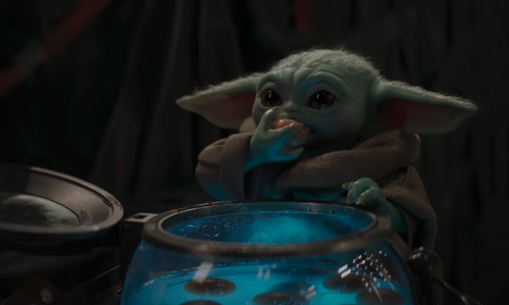 baby yoda eating eggs Blank Meme Template