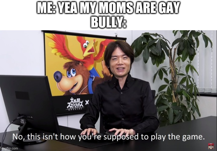 ME: YEA MY MOMS ARE GAY
BULLY: | made w/ Imgflip meme maker