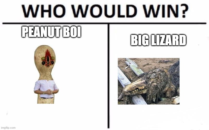 Who Would Win? Meme | PEANUT BOI; BIG LIZARD | image tagged in memes,who would win | made w/ Imgflip meme maker