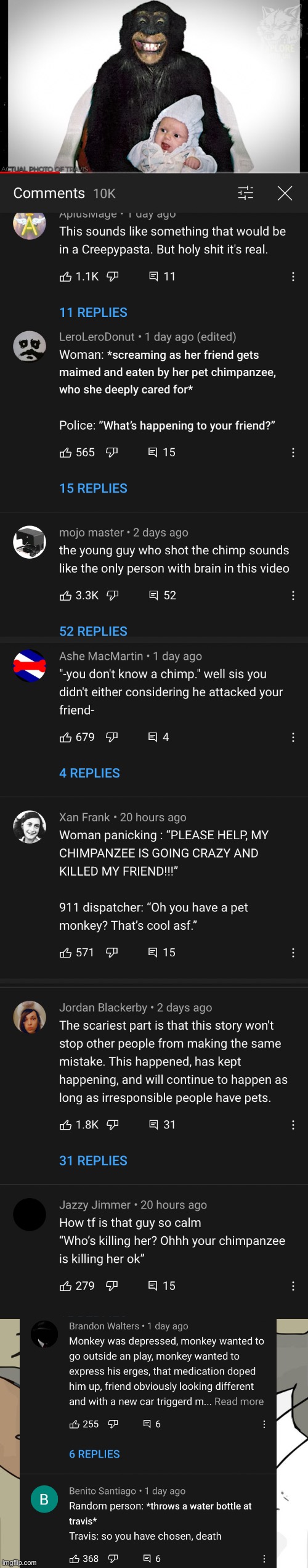 Cursed story cursed comments | image tagged in memes,unsettled tom,youtube,youtube comments,cursed,chimpanzee | made w/ Imgflip meme maker