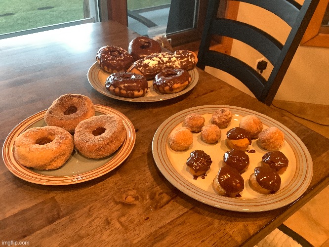homemade donuts my sister made tonight | image tagged in donuts,food,sister | made w/ Imgflip meme maker