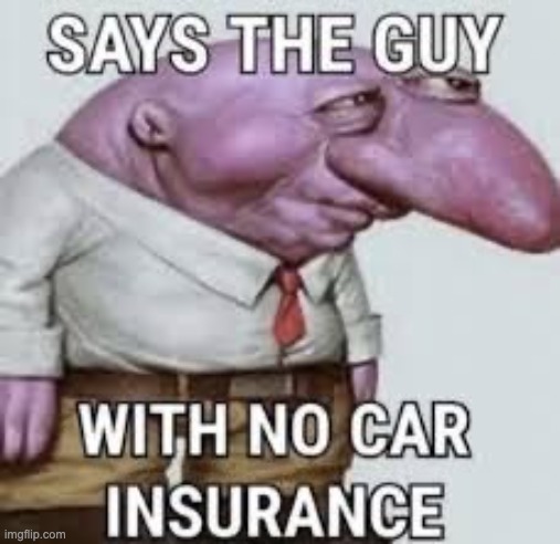 image tagged in says the guy with no car insurance | made w/ Imgflip meme maker