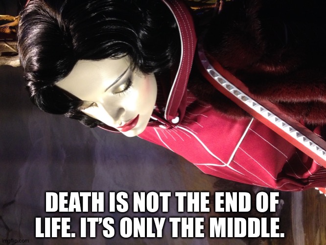 DEATH IS NOT THE END OF LIFE. IT’S ONLY THE MIDDLE. | image tagged in life,death,afterlife,snow white | made w/ Imgflip meme maker